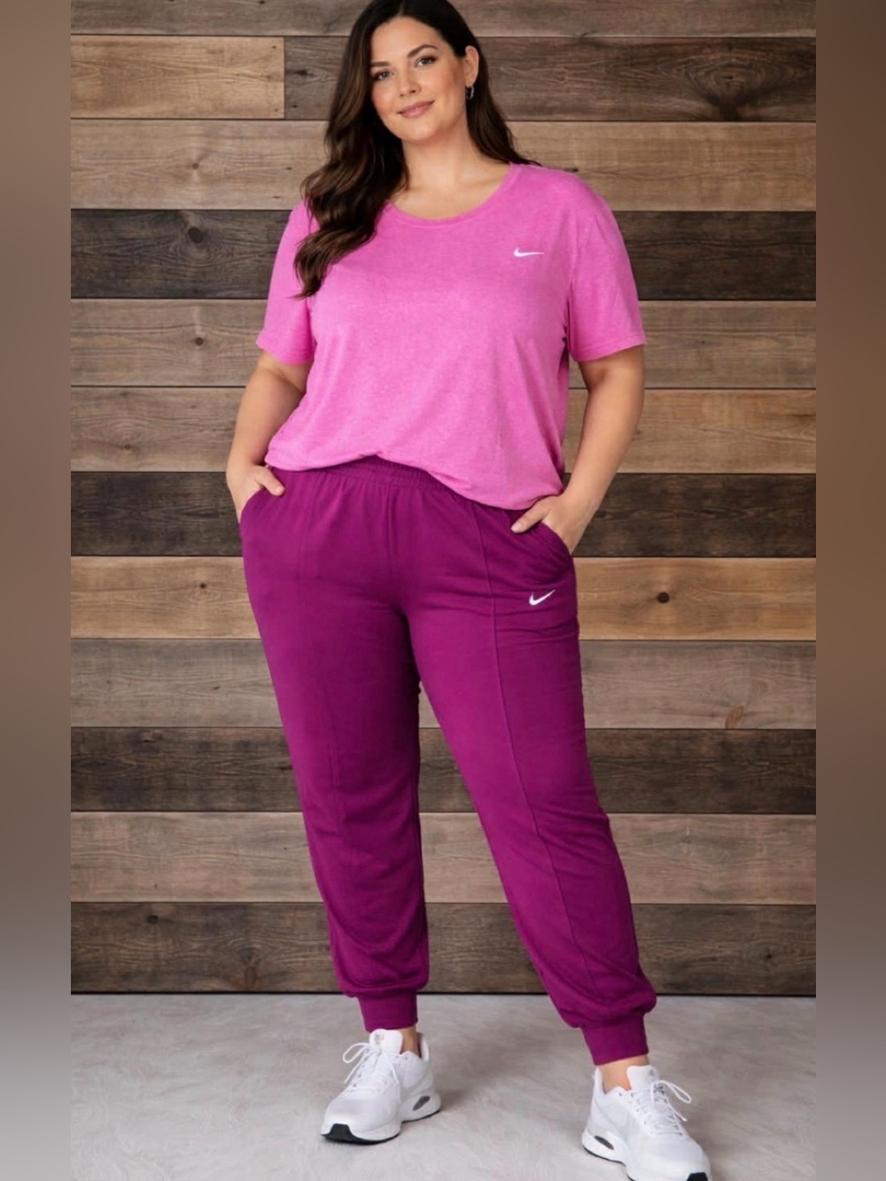 Nike Pink Tee with Magenta Joggers Two-Piece Set